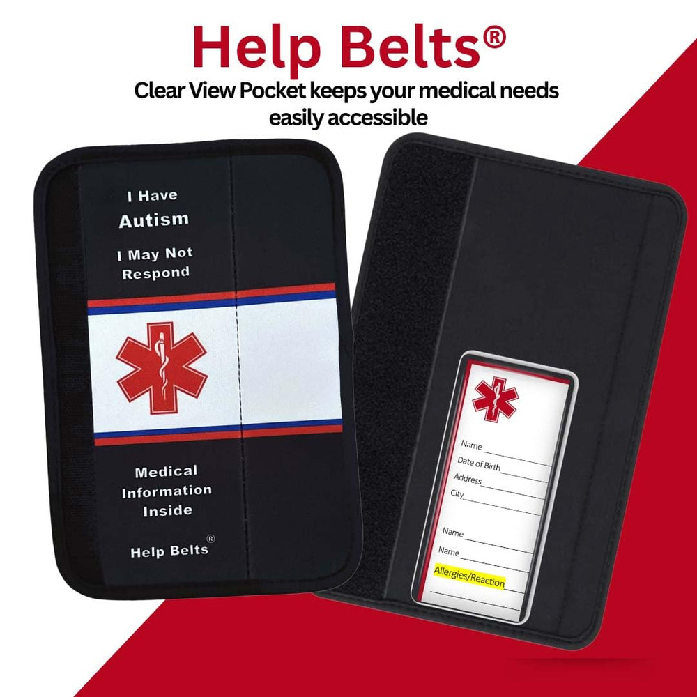 Help Belts medical information pocket visibility demonstrates quick reference with a transparent pocket