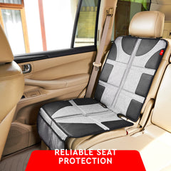 Helteko car seat protector back view with non-slip backing prevents sliding