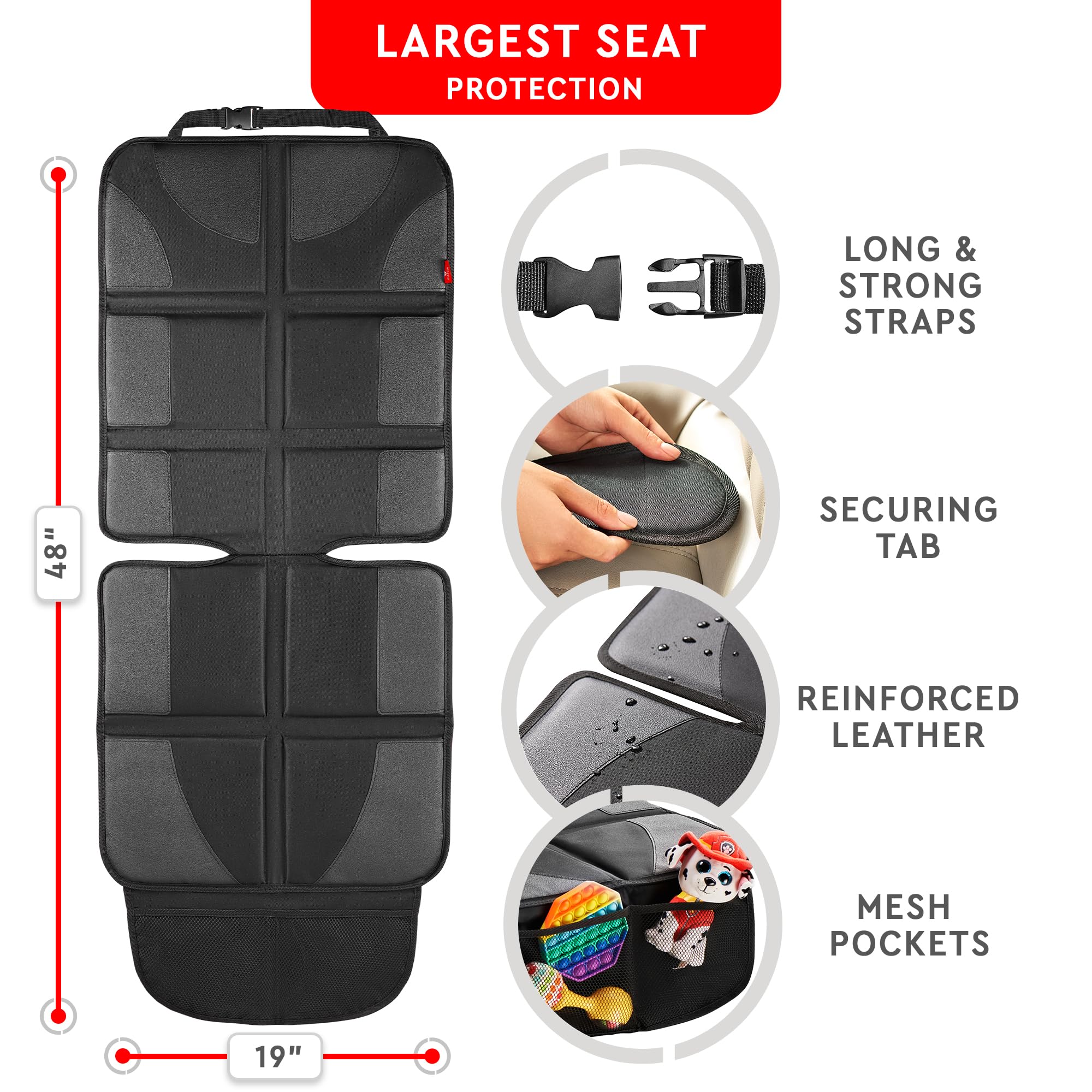 Helteko mesh-pockets image highlights built-in storage for toys and wipes.