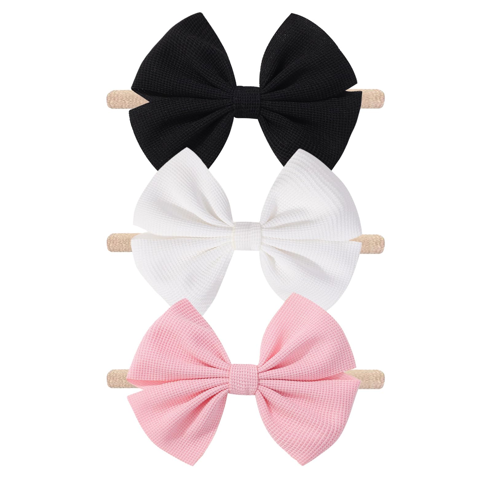 HELYKAKA 3pcs black-pink-white headbands for versatile baby outfits and photo props