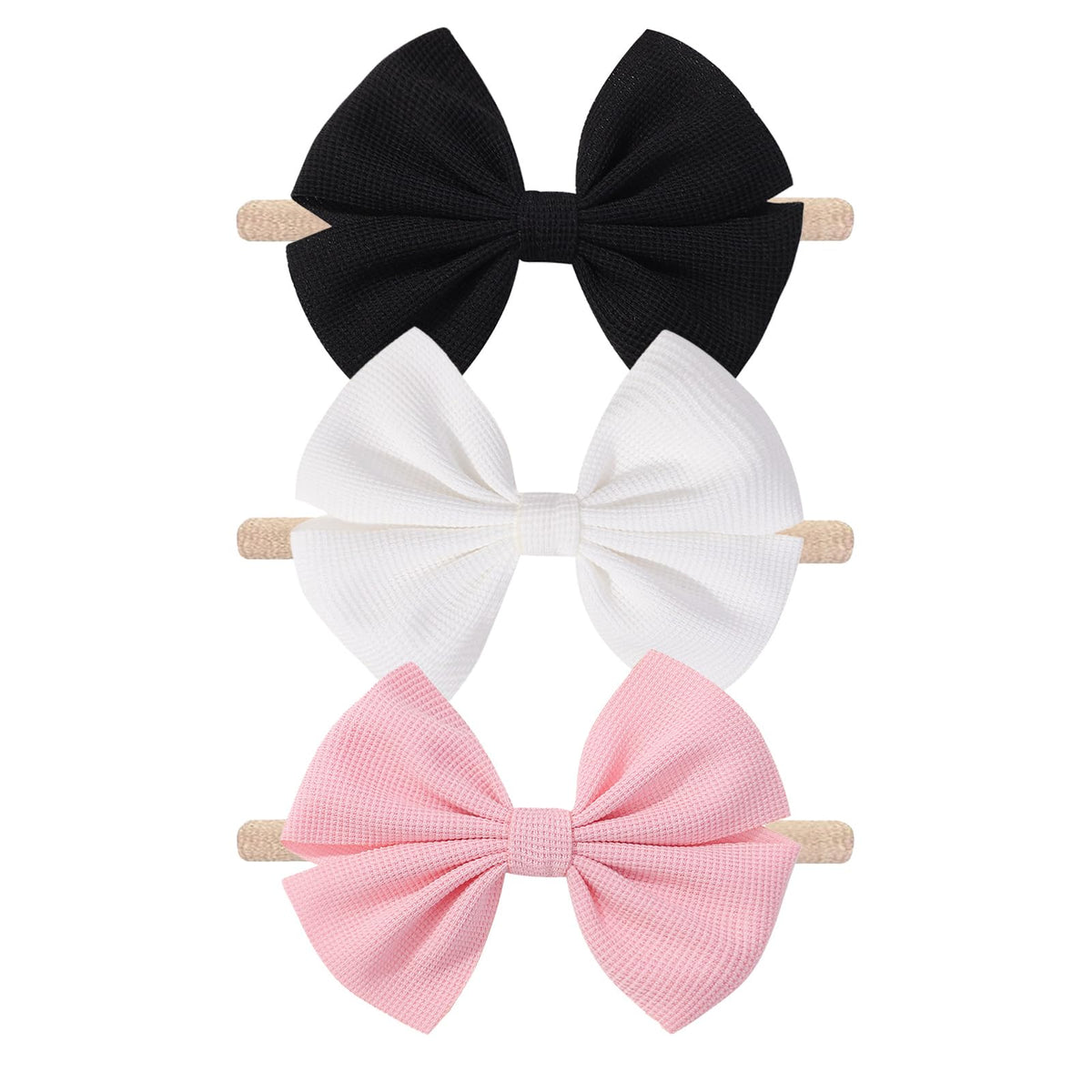 HELYKAKA 3pcs black-pink-white headbands for versatile baby outfits and photo props