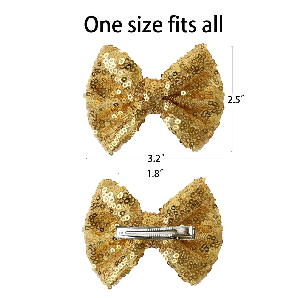 HELYKAKA gold sequins hair bows on child deliver photo-ready sparkle.
