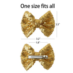 HELYKAKA gold sequins hair bows on child deliver photo-ready sparkle.
