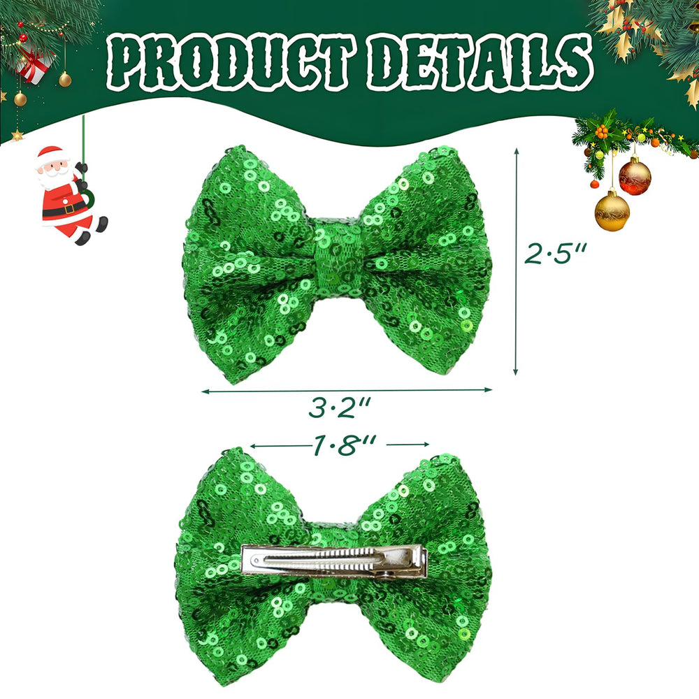 HELYKAKA green and red Christmas bows collection for family outfits