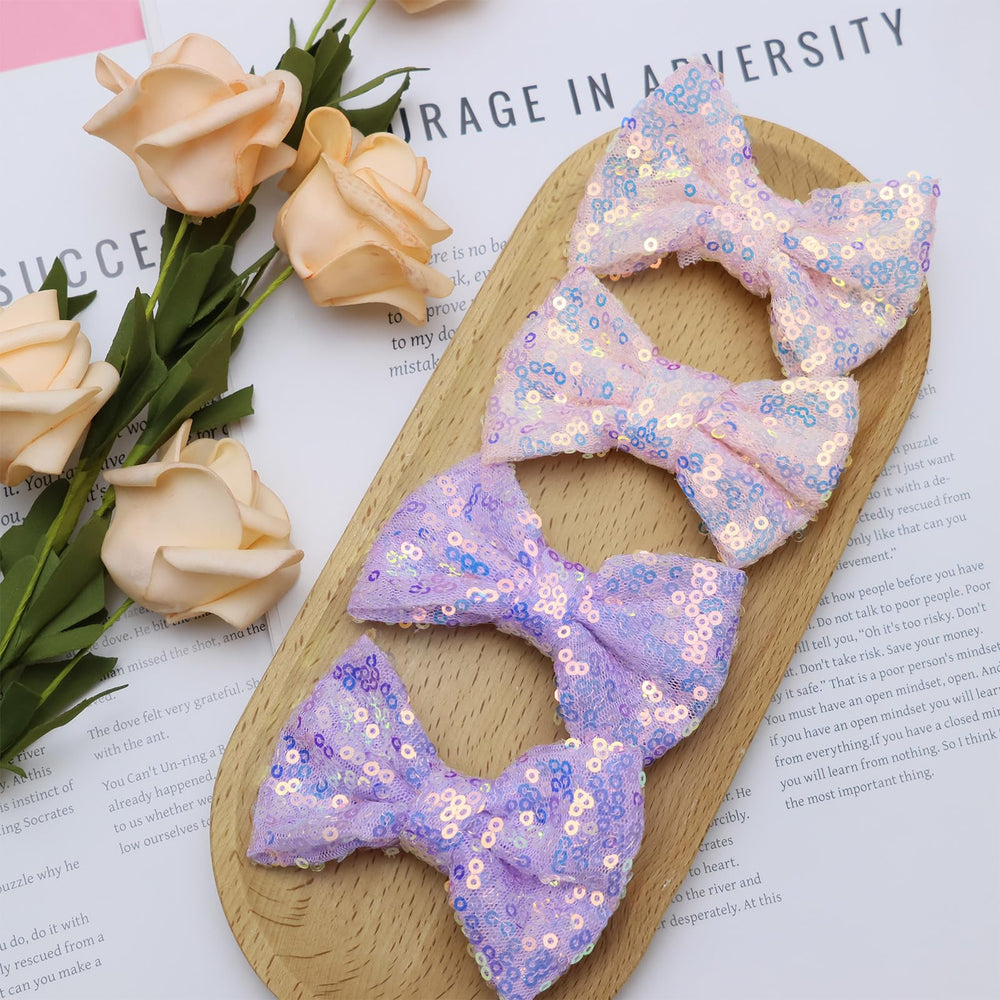HELykaka handmade bows for girls provide soft sequin fabric and comfort