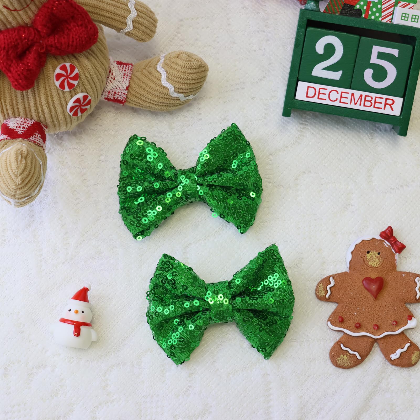 HELYKAKA handmade Christmas bows add sparkle to outfits