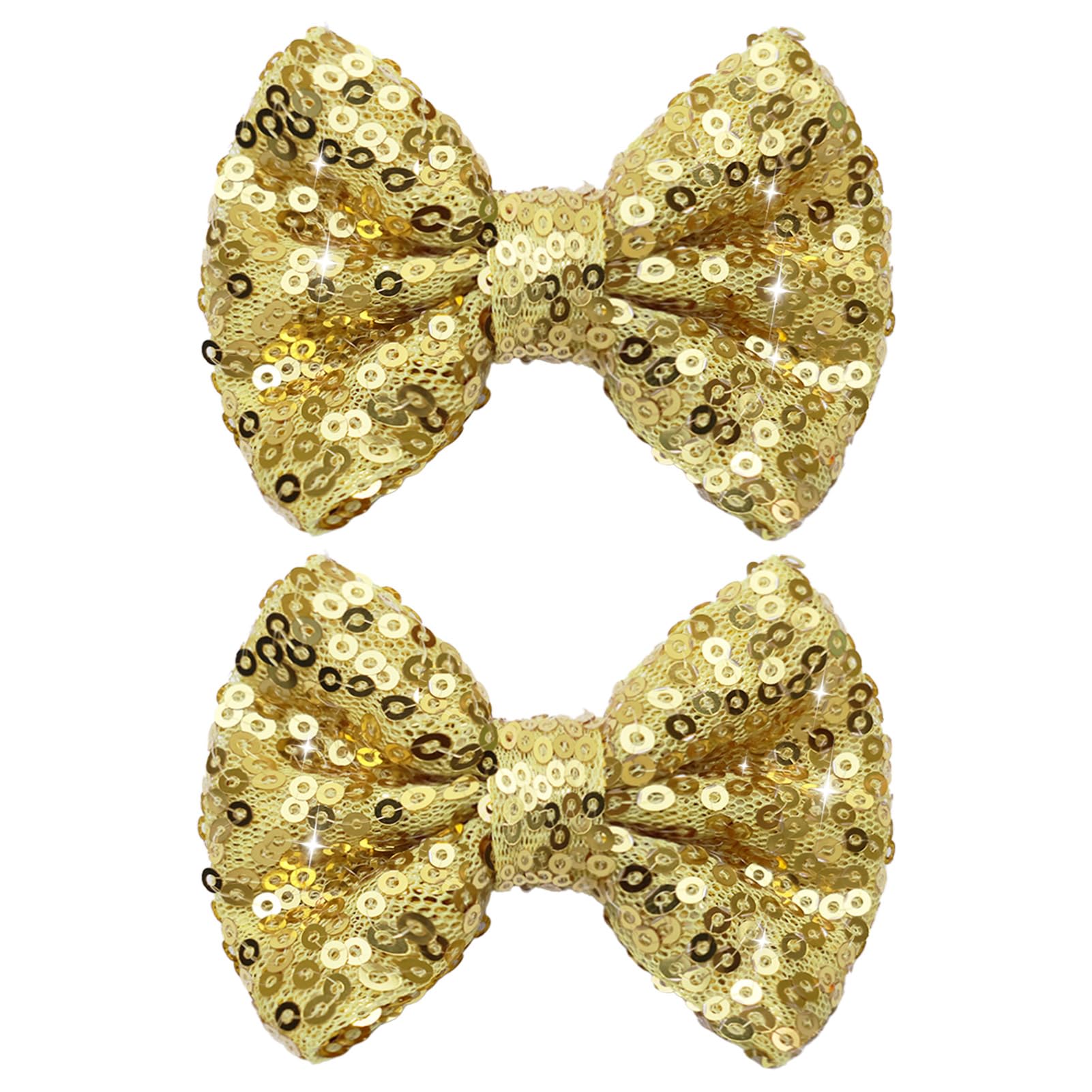 HELYKAKA Sequin Gold Hair Bow Clip adds festive sparkle for Christmas photos and big smiles.