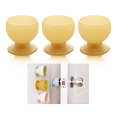 Hemiplegia yellow doorknob cover on knob reduces wall damage and noise