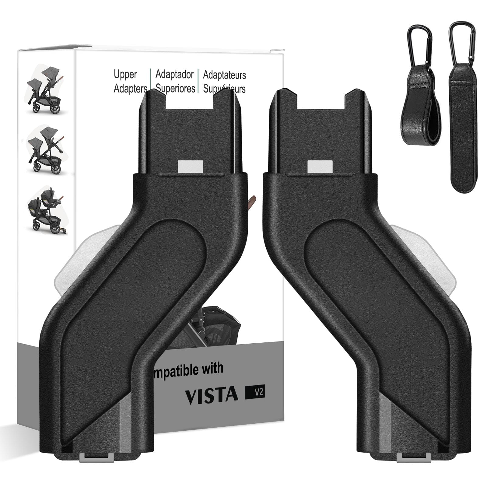 Henkgo upper adapter on Uppababy Vista enabling flexible seat configurations.