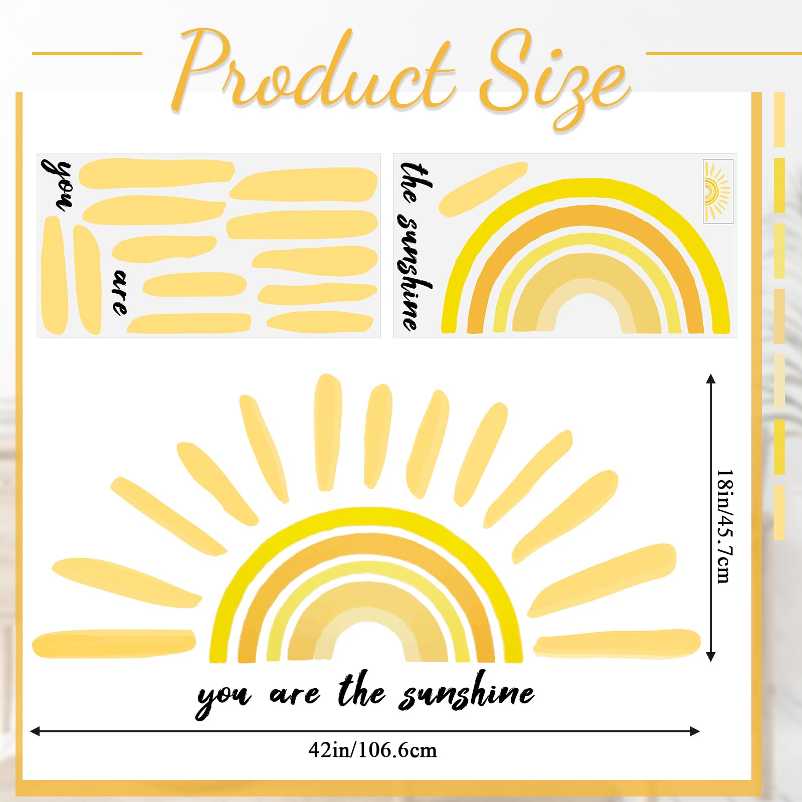 Henoyso sun wall decal yellow vertical pieces create a sunny mood