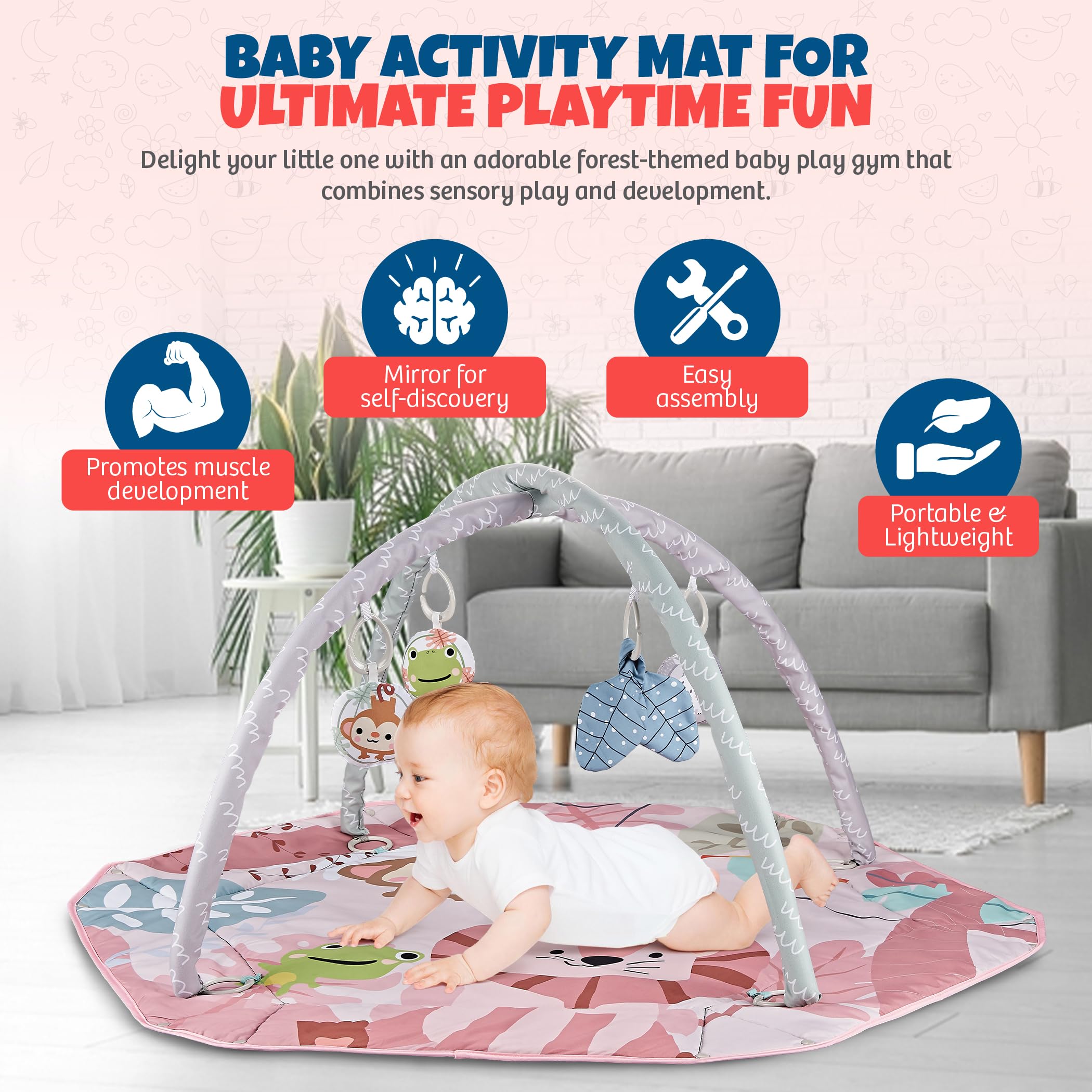 Henry & Colin soft-padded mat provides cozy exploration for infants.