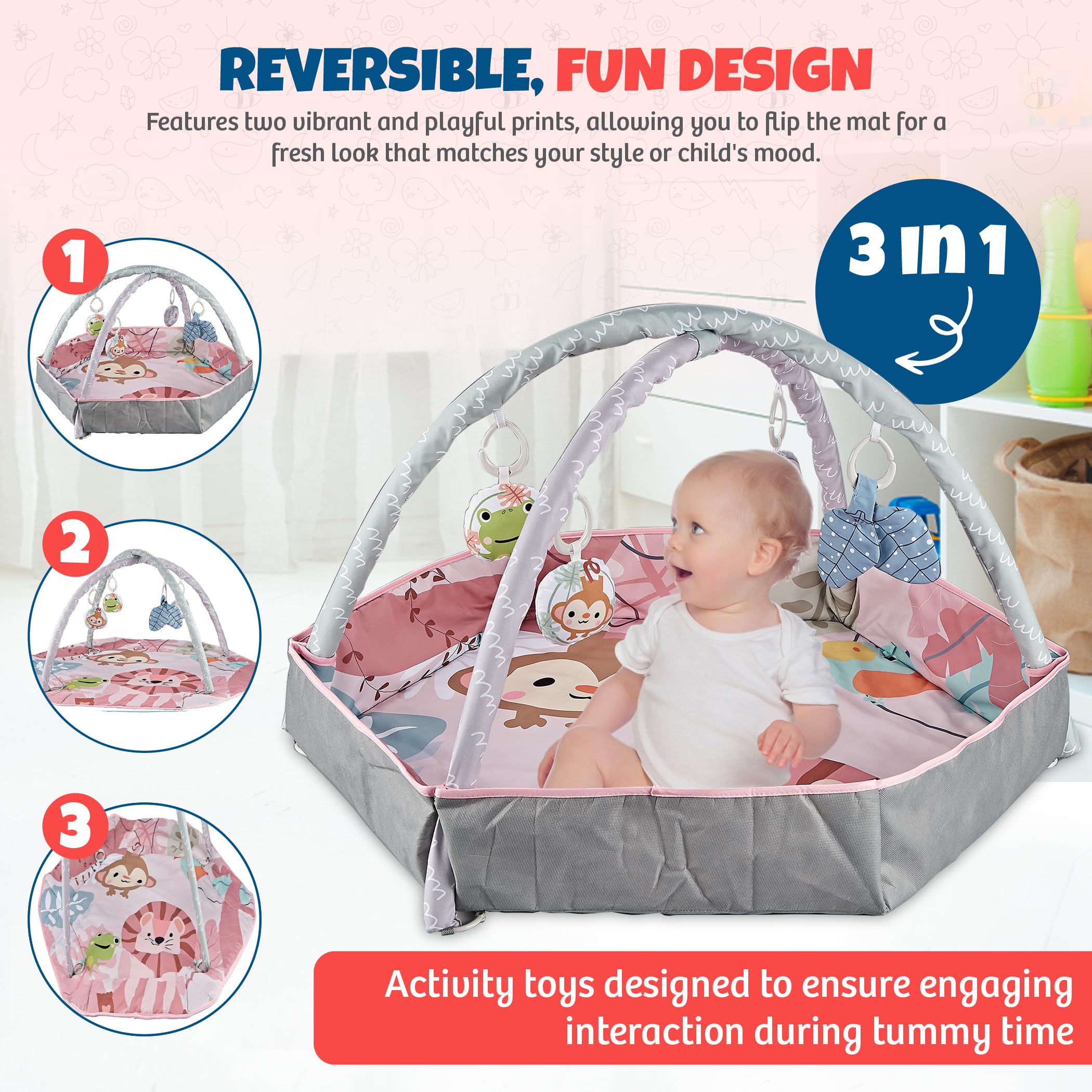 Henry & Colin sensory play gym supports tactile and visual exploration.