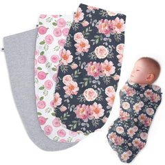 Henry Hunter baby swaddle sack Garden Rose shows soft cotton blend for cozy newborn comfort.