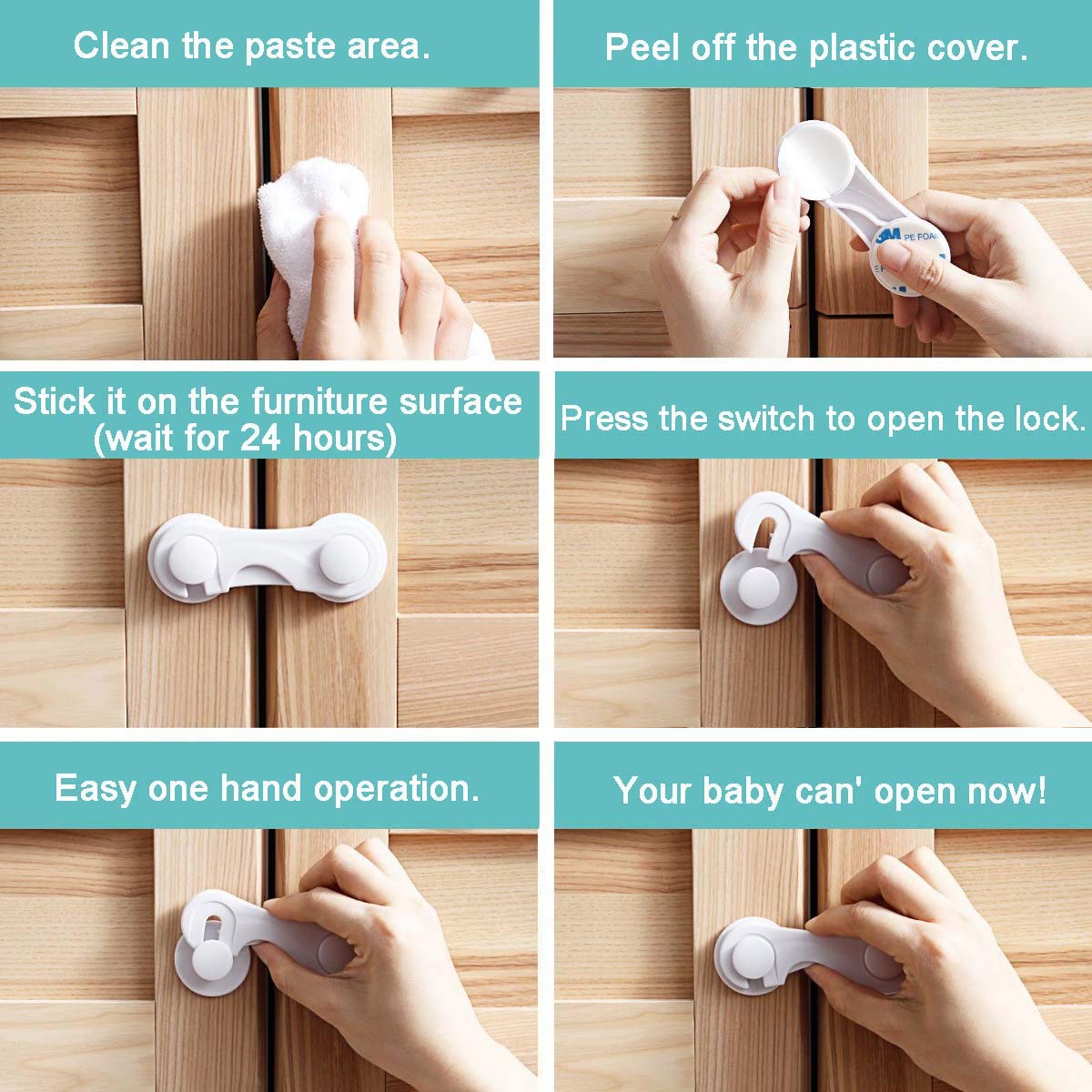 HEOATH locks install with adhesive—no tools required
