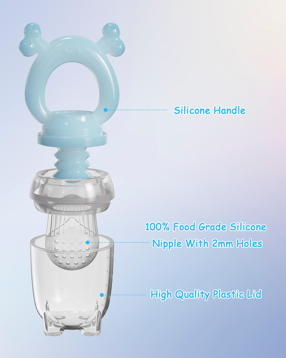 HEOMOONE feeder handle closeup shows ergonomic one-piece design.