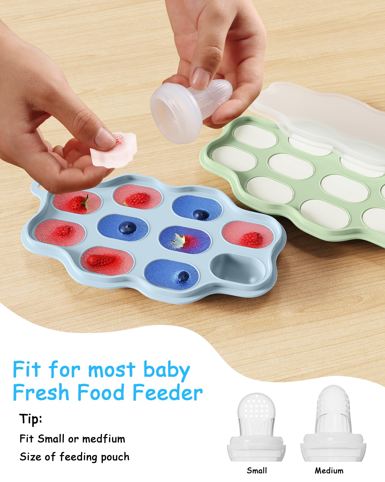 HEOMOONE fruit feeder teether tray ready for frozen fruit bites