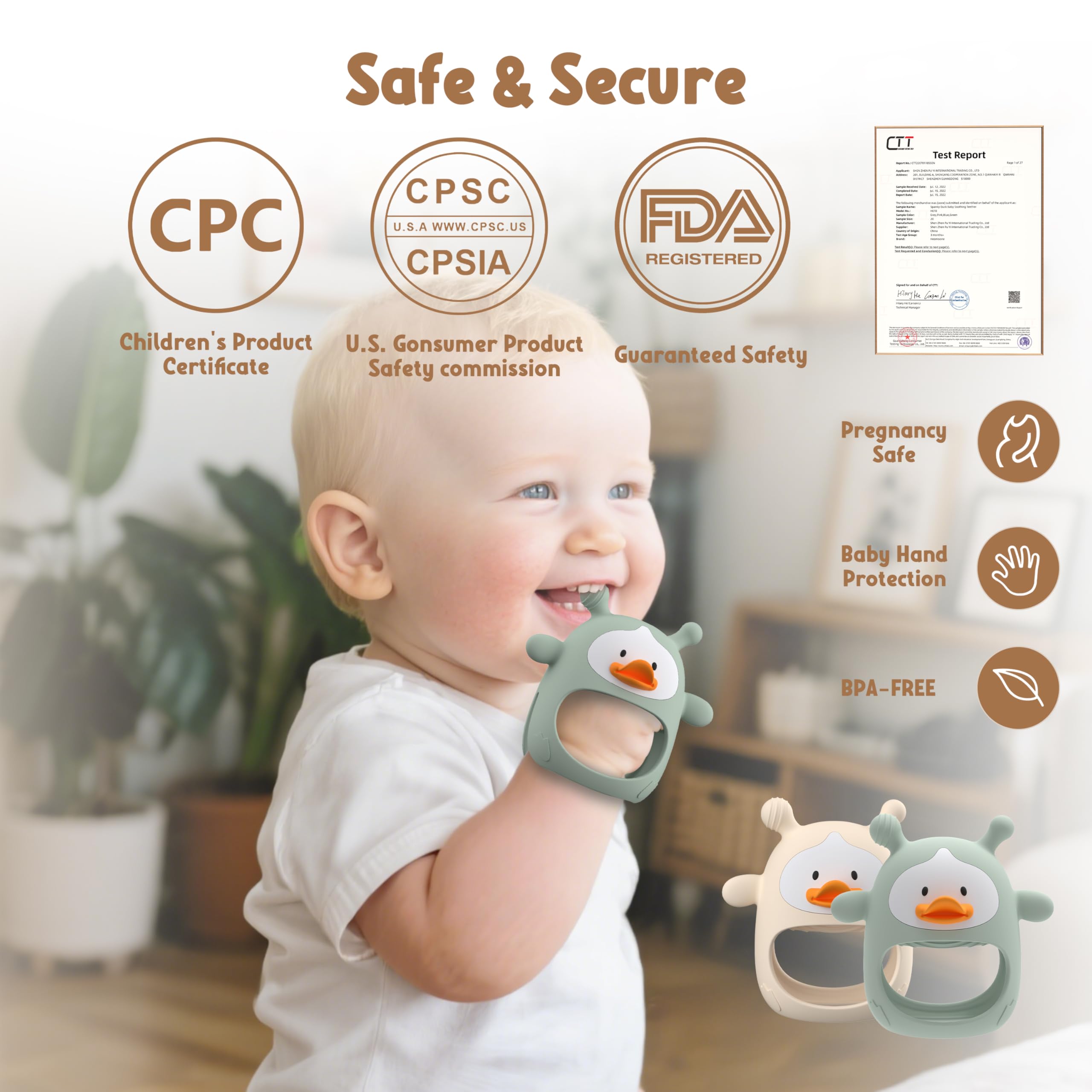 Dishwasher-safe HEOMOONE teething mitten is easy to clean for busy families.