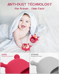 HEOMOONE teething toy features bump massage particles for gentle chewing.