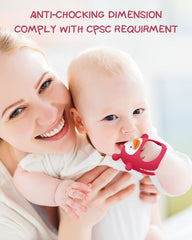 HEOMOONE teether with nipples on both sides supports versatile chewing.