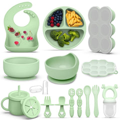 Hepotk 16-pack silicone baby feeding set full view for easy mealtime setup