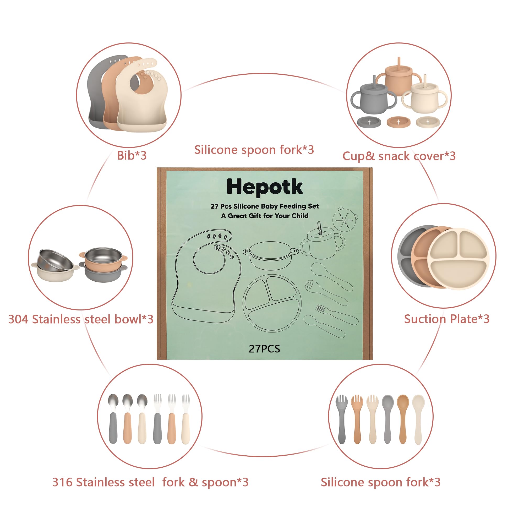 Hepotk colorful mealtime collection enhances organization and fun