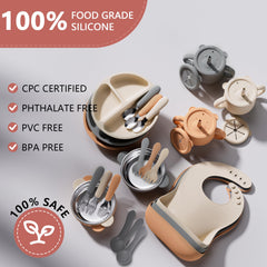 Hepotk stainless steel and silicone utensils for safe, comfortable feeding