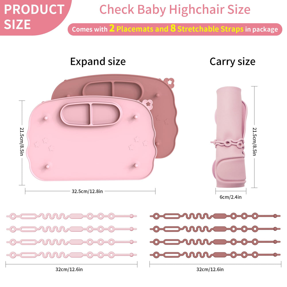 Hepotk placemats with four suction cups for sturdy tabletop grip