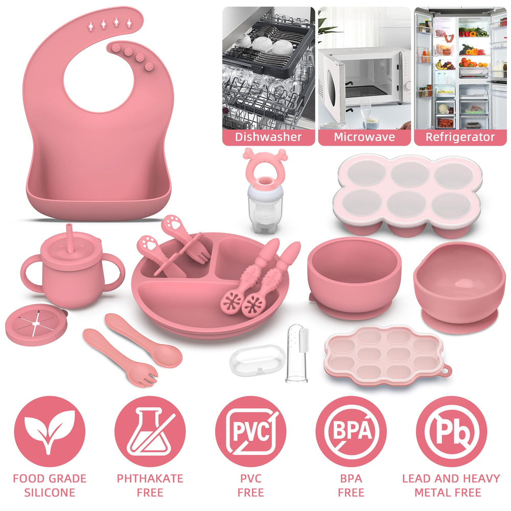 Hepotk silicone baby feeding set sippy cup for independent drinking.