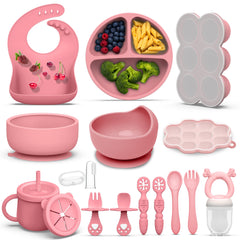 Hepotk silicone baby feeding set suction plates for mess-free meals.