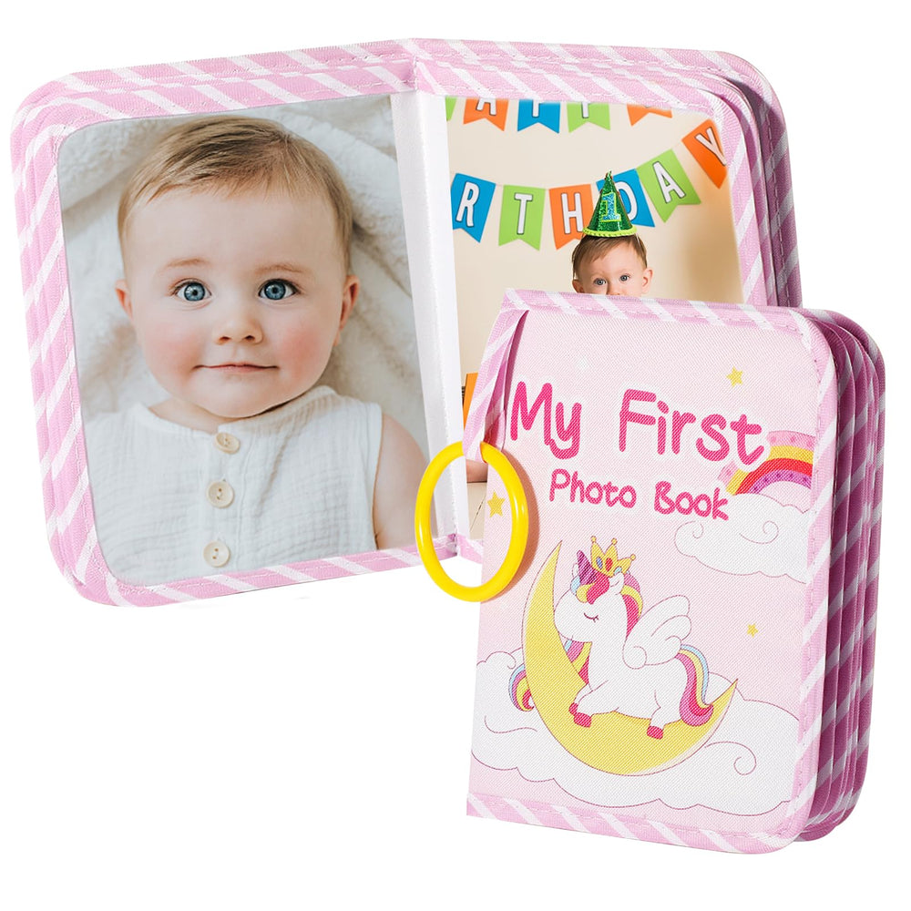 heqxwl unicorn baby album with soft cloth cover showcasing milestone moments for baby memory keeping.