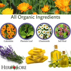 Herb Lore Healing Salve applied for diaper rash relief and protective care.