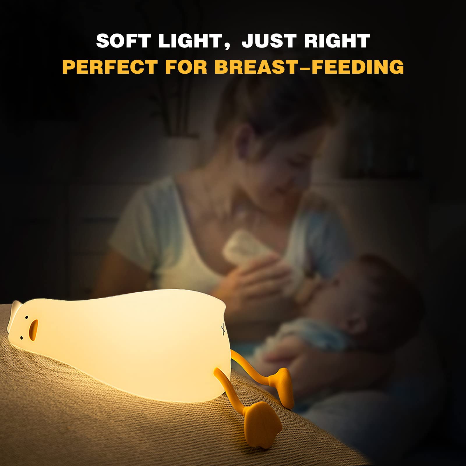 HERBESTBAY duck lamp kneadable silicone, safe tactile night-time toy