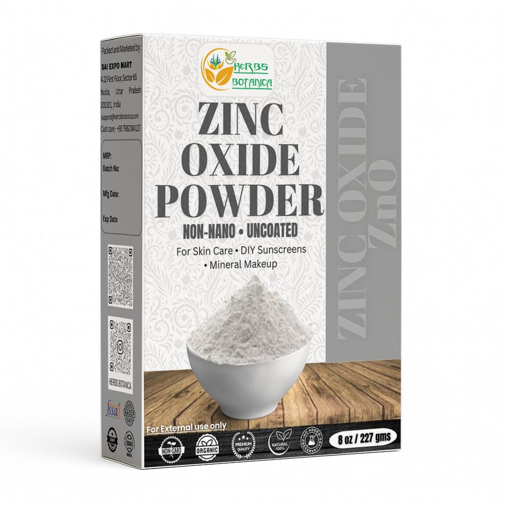 Herbs Botanica zinc oxide powder non-nano bottle for DIY skincare and protection.