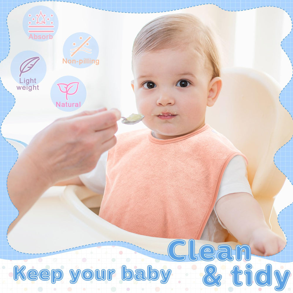 Hercicy bib adjustable snaps showing neck-fit for growing toddlers.