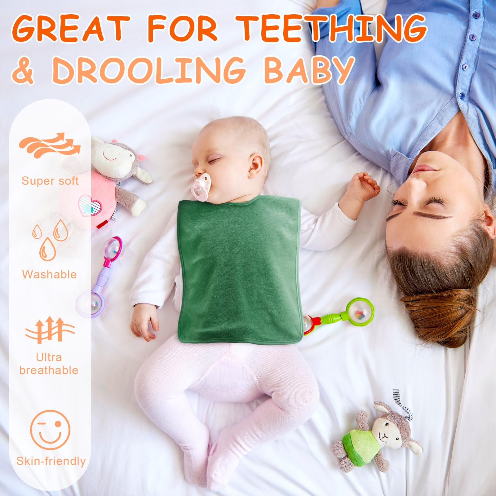 Hercicy bib worn on toddler highlights practical coverage during meals.