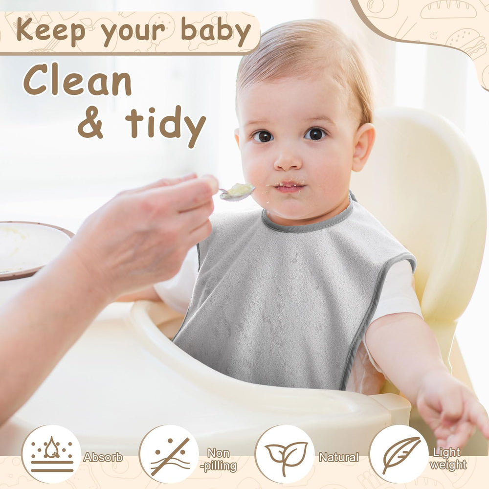 Hercicy five-piece bib set ready for mealtimes and messes.