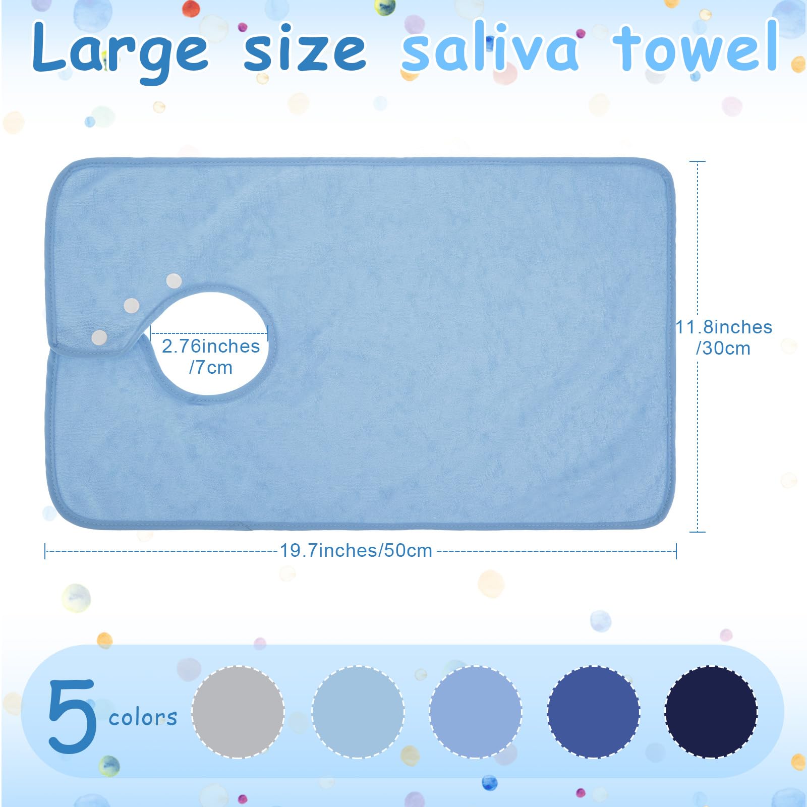Hercicy full-coverage bib laid out, showing generous coverage and neutral design