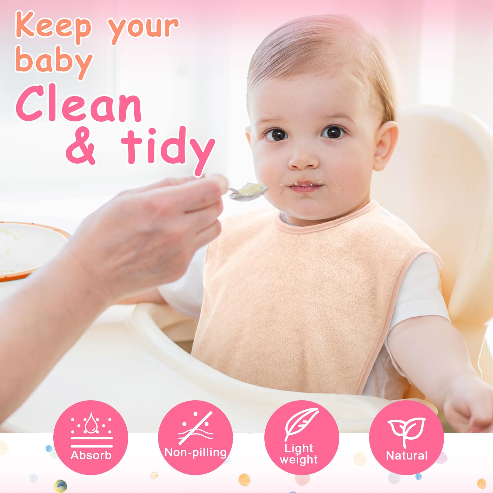 Hercicy multifunctional bib rolled for bag travel, serving as burp cloth and wipe cloth.