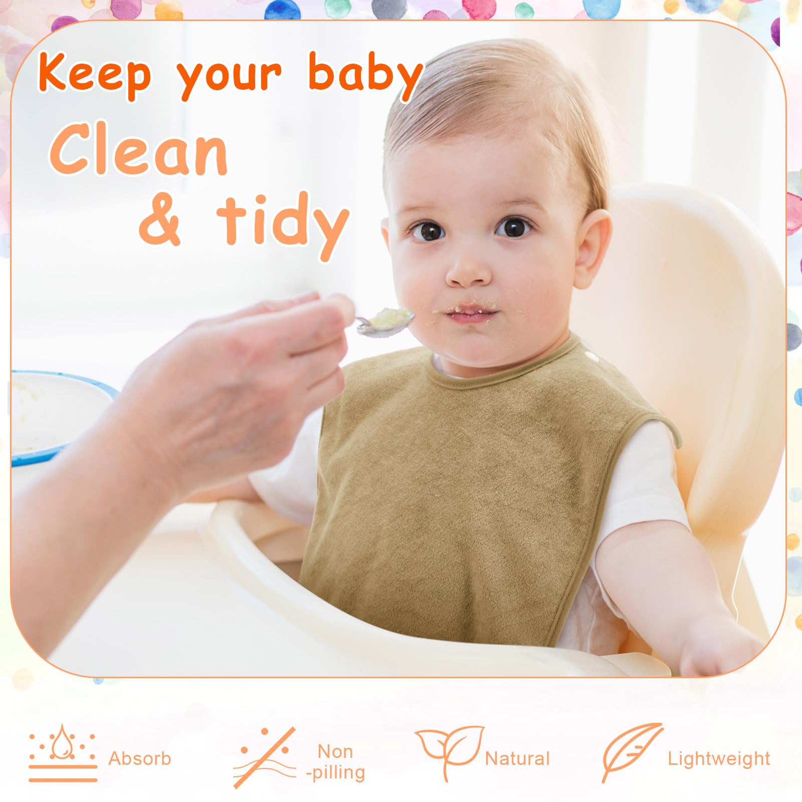 Hercicy neutral-design bib laid flat emphasizes versatile unisex look.