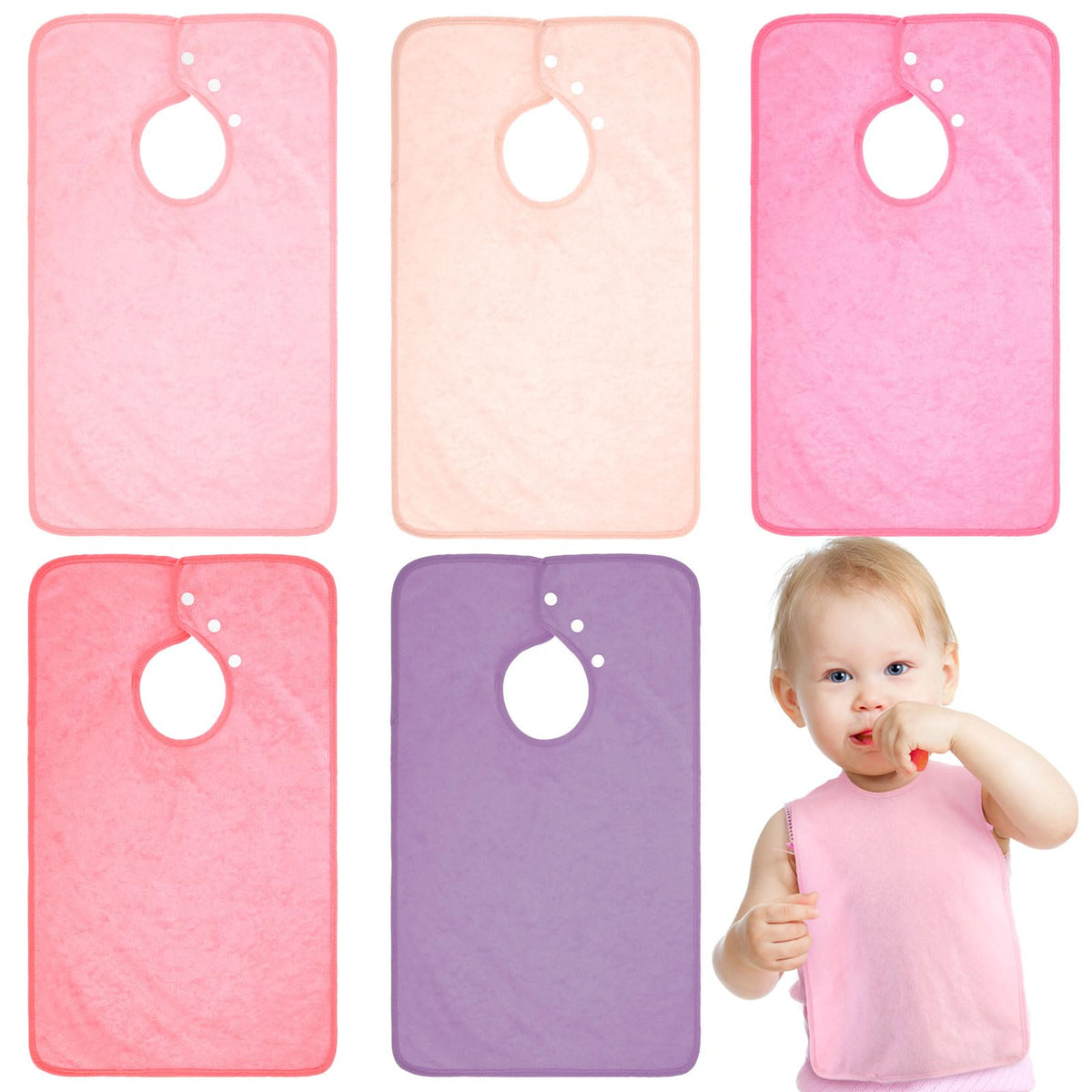 Hercicy pullover bib with large coverage keeps outfits clean during meals