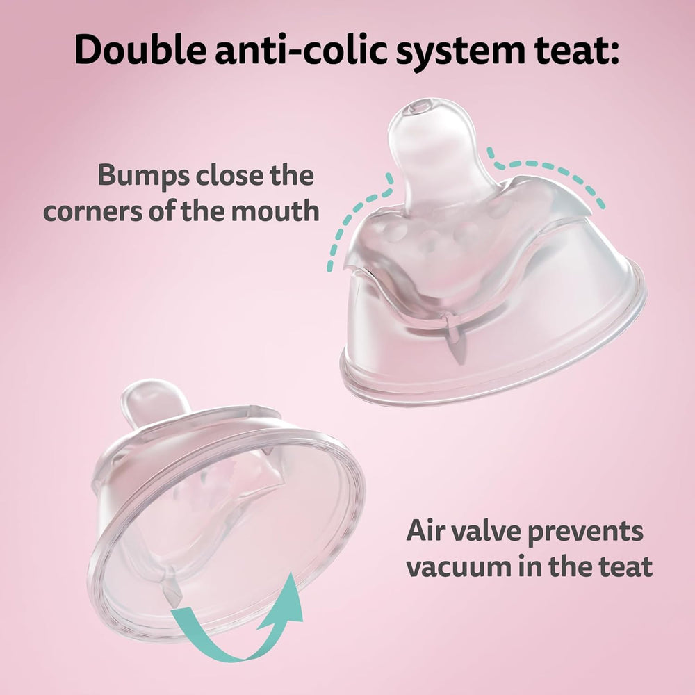 Herobility Batman bottle with air valves reduces vacuum during feeds.
