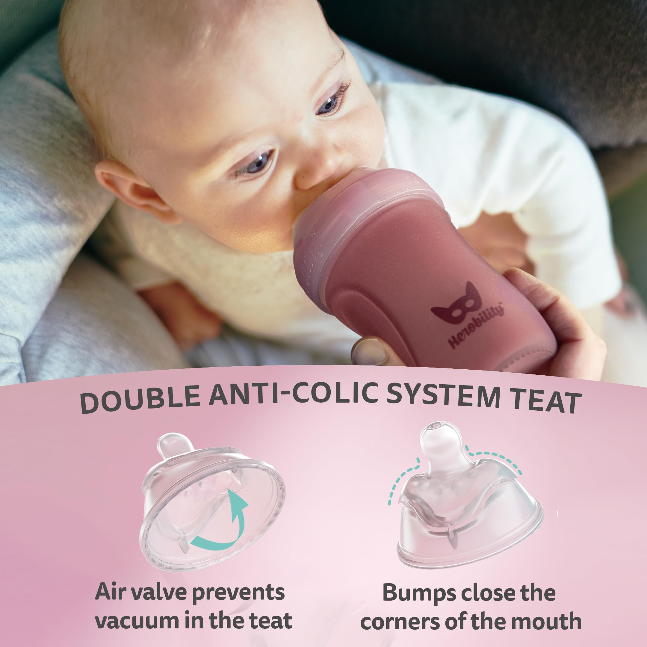Herobility heat-sensing color-change view demonstrates temperature cue during feeding.