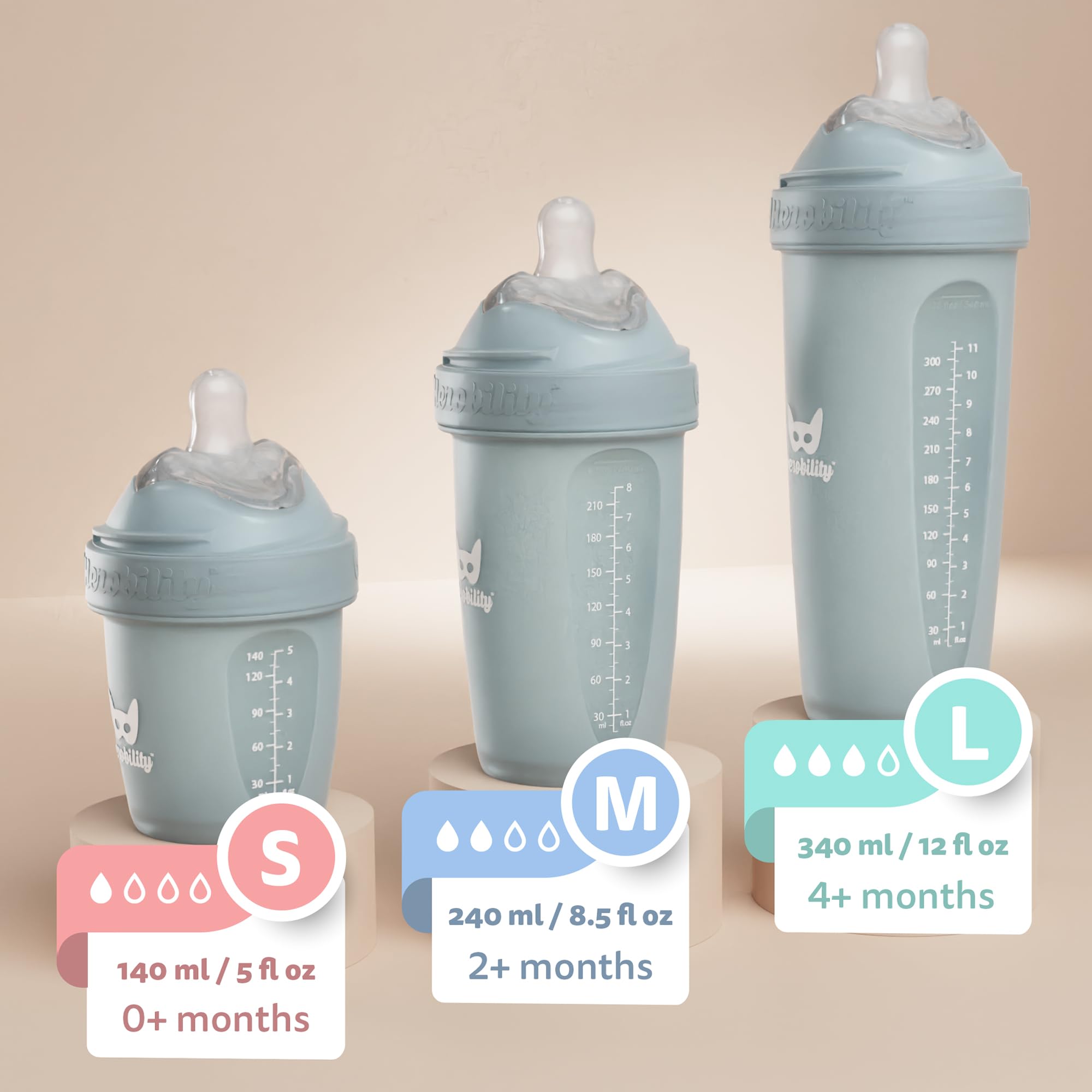 Herobility bottle teat ergonomic close-up showing breast-like design and acceptance