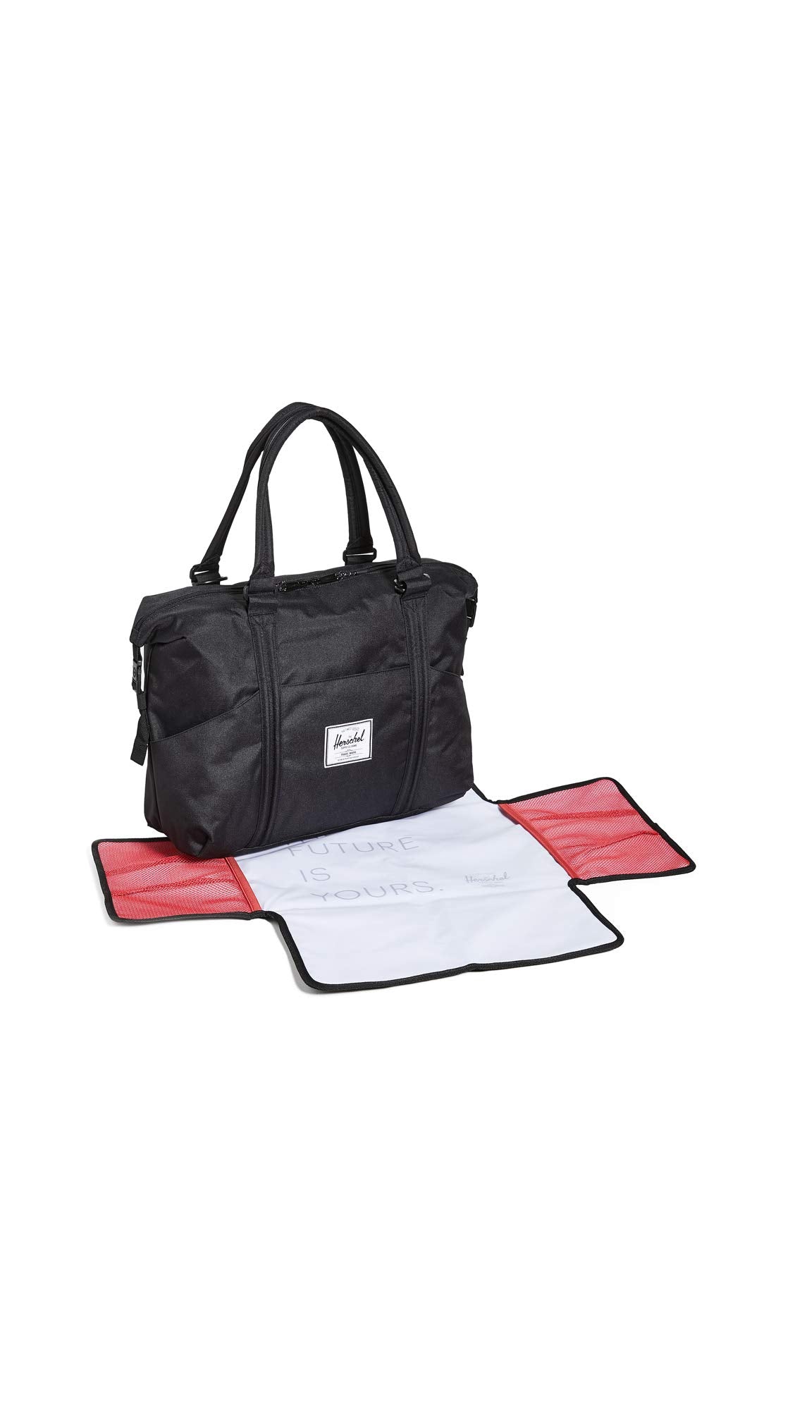 Herschel Strand Duffle Diaper Bag black internal organizer pockets for easy separation.