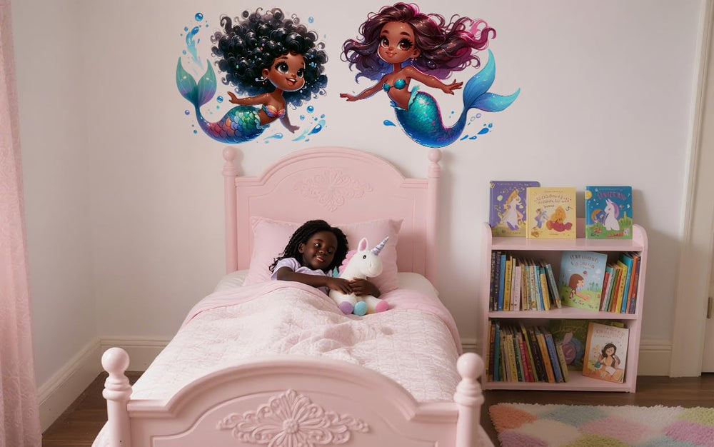 Heshengzaixian African American girl wall art celebrates diversity in bedrooms.