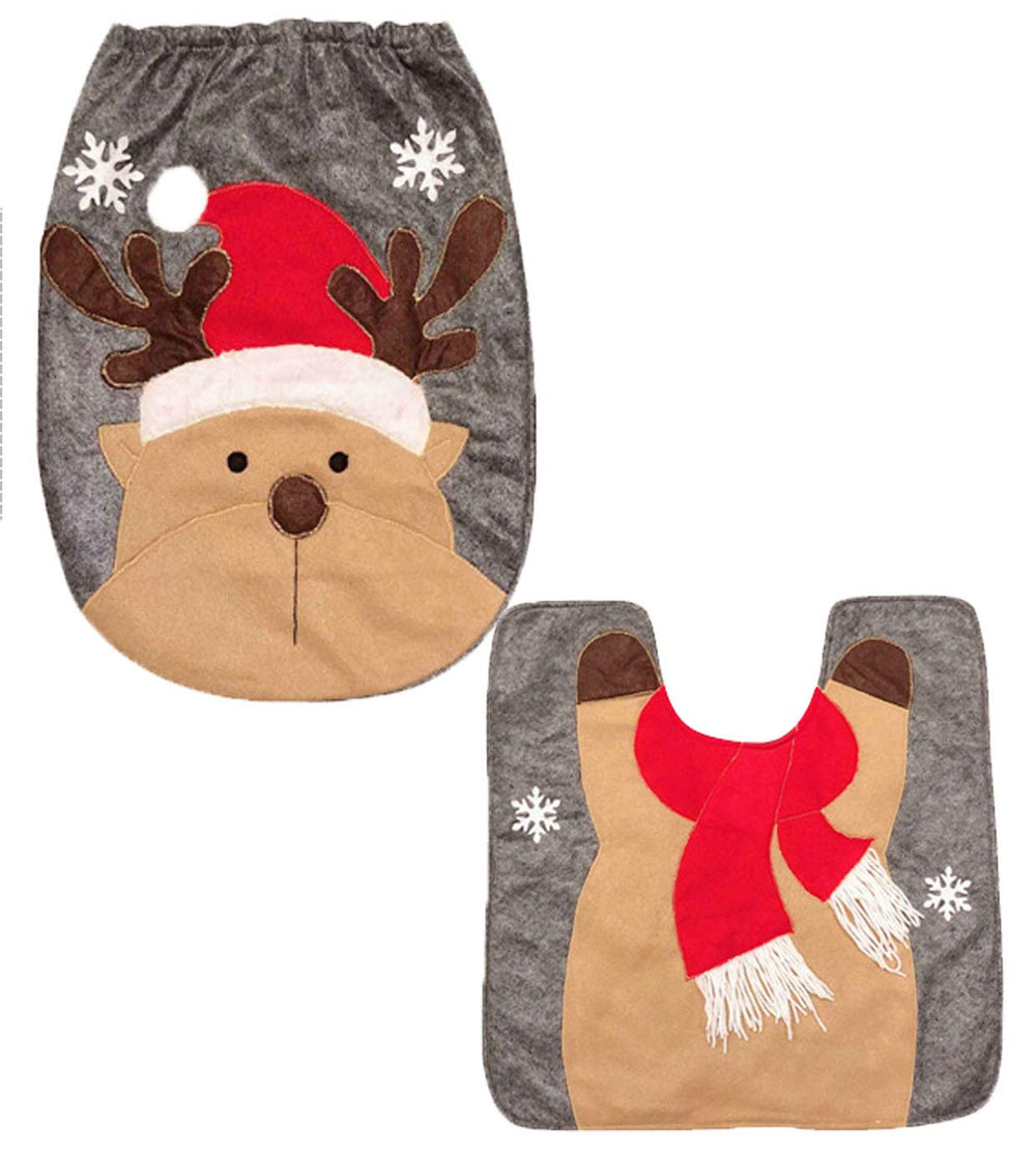 HESHIFENG tank cover and tissue box cover bring coordinated holiday charm to bathrooms.