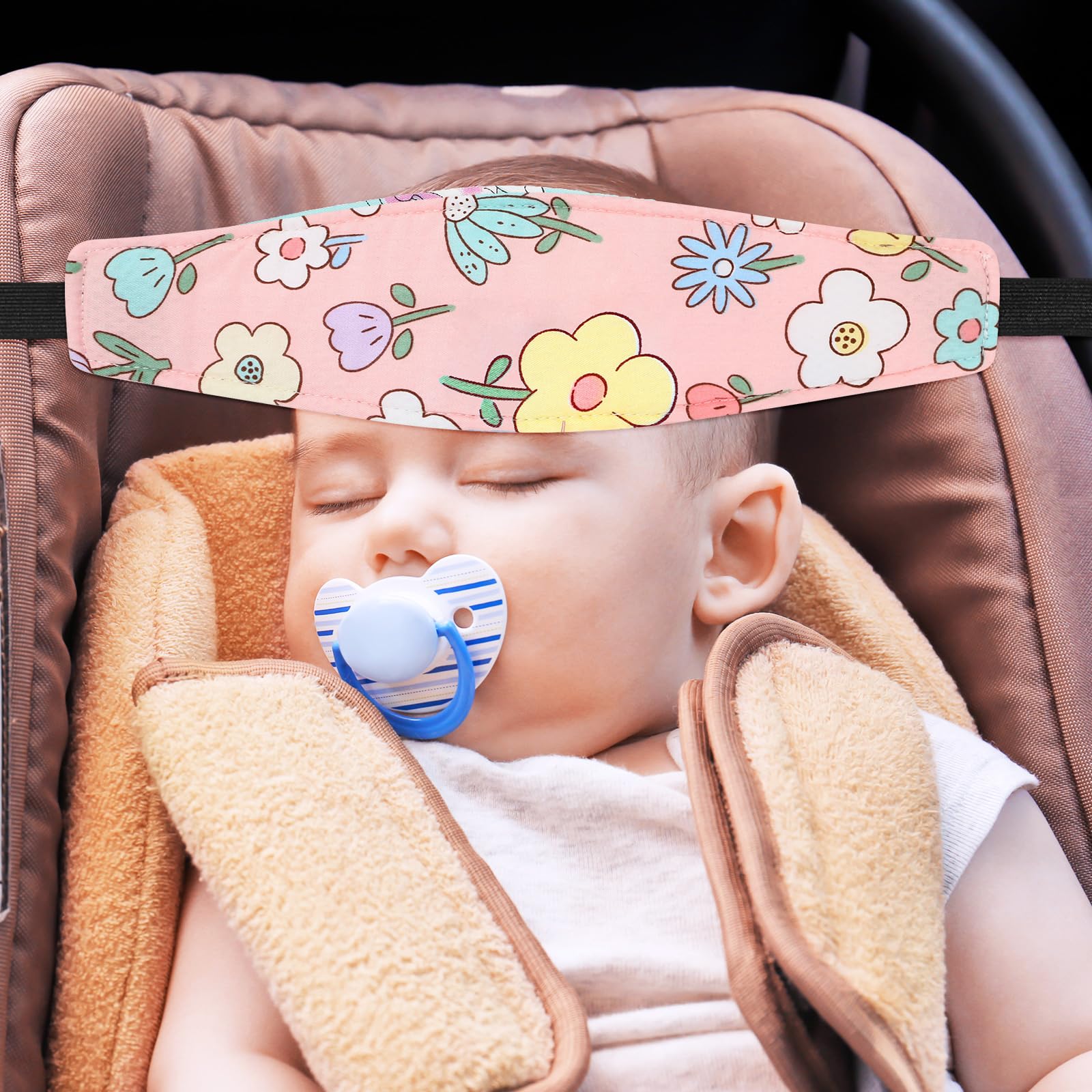 Hestya child resting in stroller with headrest, sleep support.