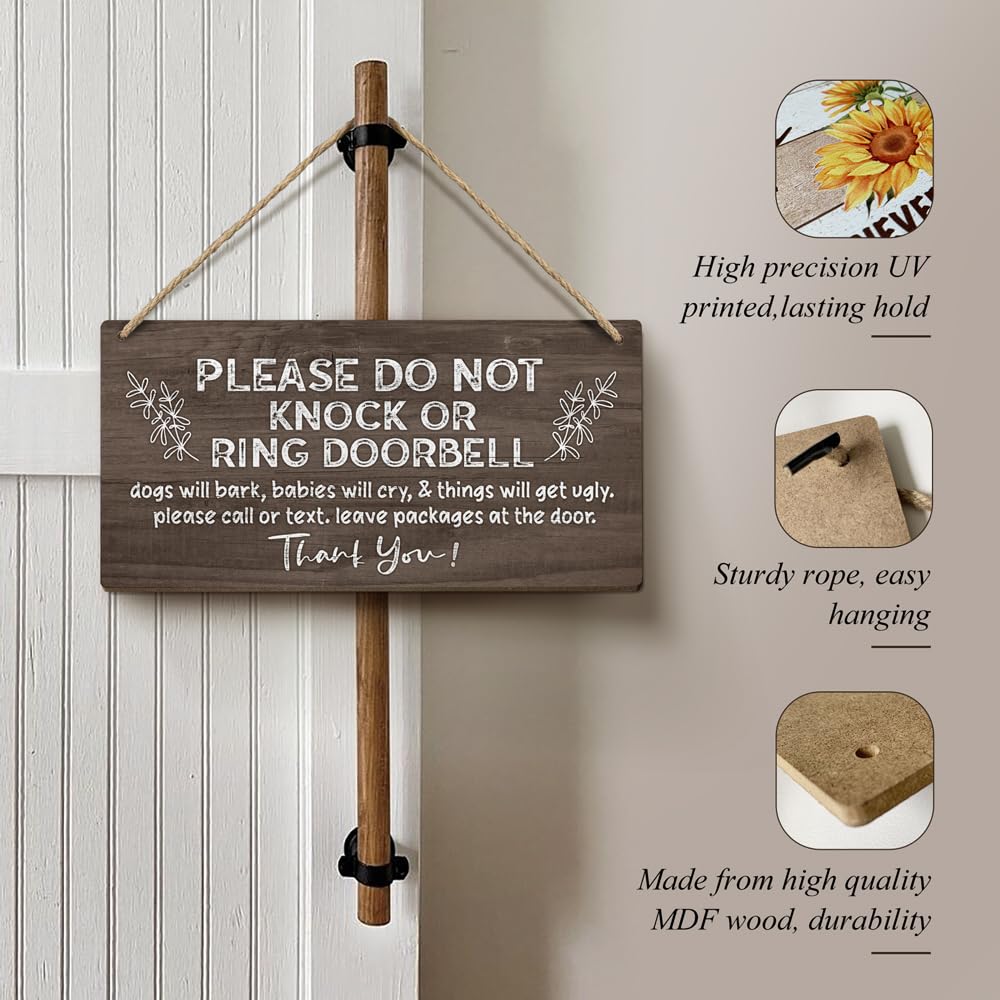 Heuhuww baby sleeping sign front door signals calm mornings
