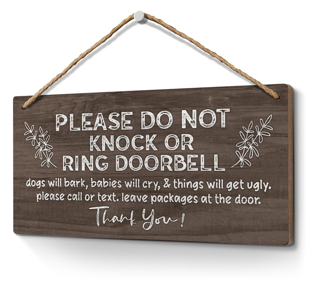 Heuhuww please do not knock door sign 6x12 brown signals privacy at the door