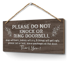 Heuhuww please do not knock door sign 6x12 brown signals privacy at the door
